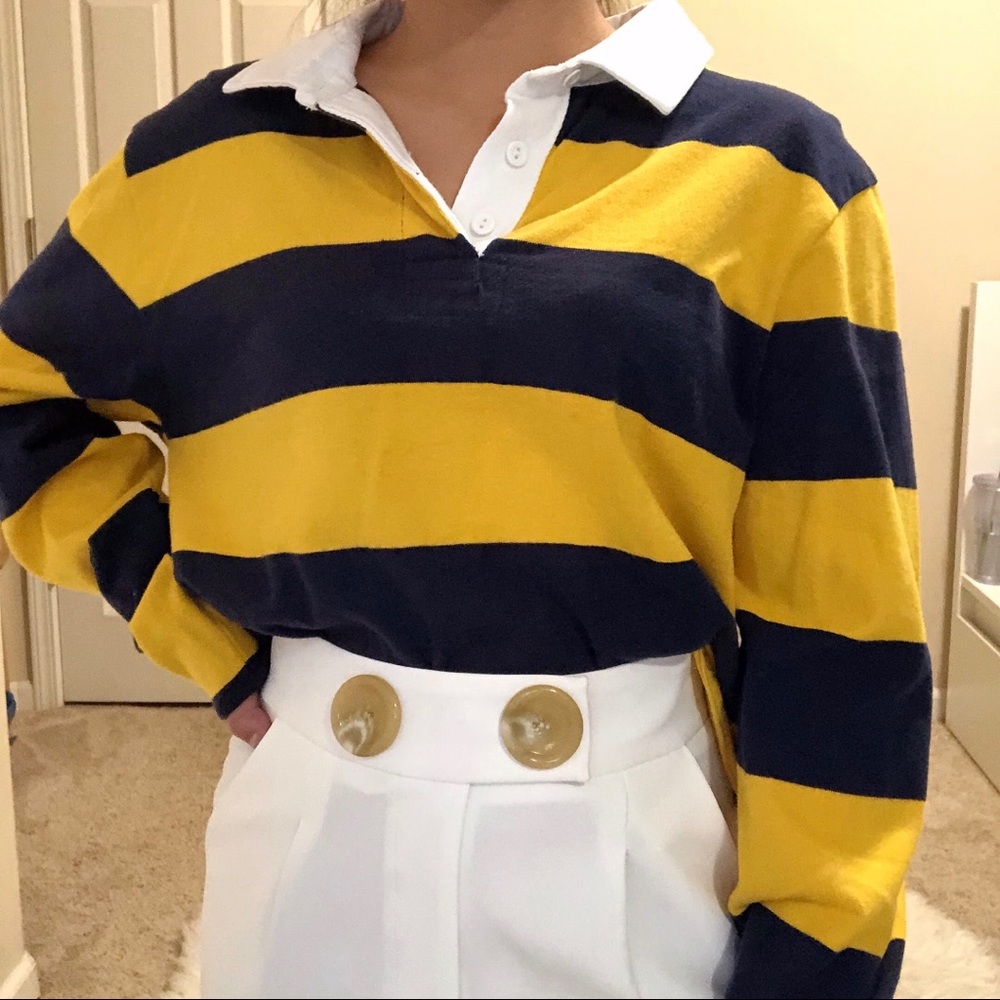 Striped long sleeve crop top